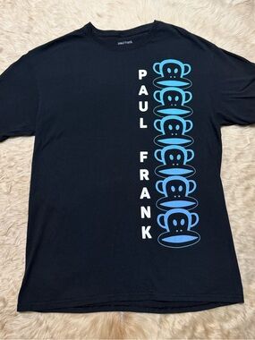 Paul Frank Black Short-Sleeve Tee with Blue Stacked Monkey Graphic Medium